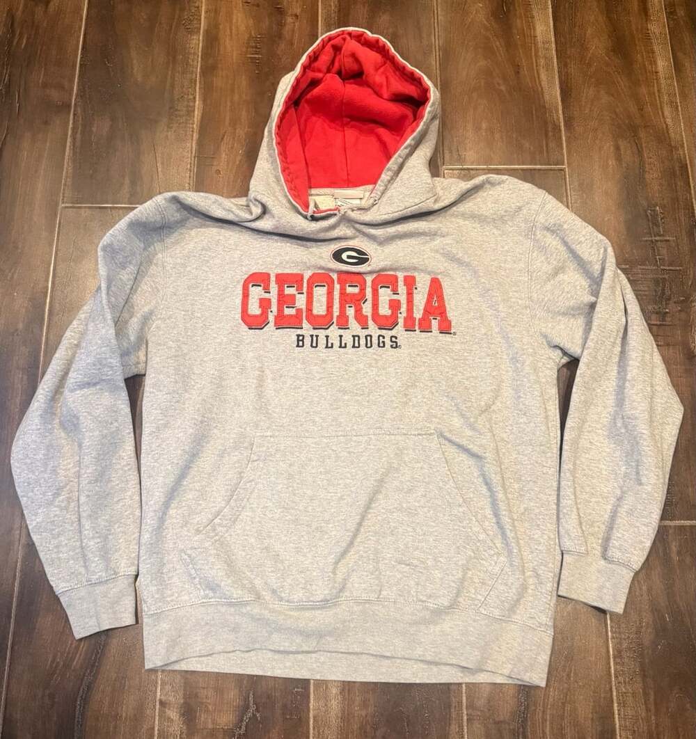 University of Georgia Bulldogs Embroidered Gray Hood Sweatshirt